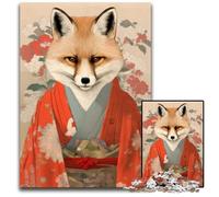 Japanese Fox Puzzles 1000 Pieces for Adults Paper Jigsaw Puzzles for Travel Lovers Couples Challenging Toy 1000 PCS(38x26cm)