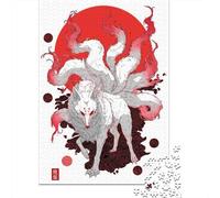 Japanese Fox Spirit Art Print-1 Jigsaw Puzzles Puzzles for Adults Kids. 1000 Pieces Impossible Challenge Toy Educational Game Home Decoration for Adults& Kids Age 14 Years Up 38x26cm/1000pcs