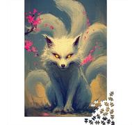 Japanese Fox Spirit Art Print-11 Jigsaw Puzzles Puzzles for Adults Kids. 1000 Piece Whimsical Challenge Toy Educational Game Home Decoration for Educational Games Gifts 52x38cm/1000pcs