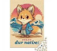 Japanese Fox Spirit Art Print-3 Jigsaw Puzzles Puzzles for Adults Kids. 1000 Piece Whimsical Challenge Toy Educational Game Home Decoration for Adults& Kids Age 14 Years Up 52x38cm/1000pcs