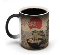 Japanese Frog Eating Bowl of Ramen Color Changing Mugs Heat Changing Ceramic Coffee Mug Novelty Funny Tea Water Cup 11OZ