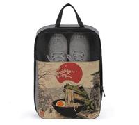 Japanese Frog Eating Bowl of Ramen Shoe Bag for Travel Daily Use Anti-dust Storage Carrier Golf Shoe Pouch