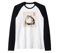 Japanese Frog Sumi-e Painting Zen Art Illustration Raglan Baseball Tee