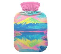 Japanese Fuji Mountain Colorful hot Water Bottles with Soft Cover, 2L hot compresses for The Body for Arthritis, Sore Muscle, Bolsa para cólicos menstruales