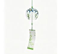 Japanese Furin Glass Wind Chime Blue Daisy Blossom | Edo Style Wind Bell