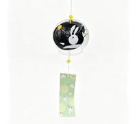 Japanese Furin Glass Wind Chime Moon Rabbit | Edo Style Wind Bell