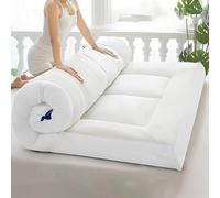 Japanese Futon Mattress Floor Mattress,Thick Folding Sleeping Pad,Twin/Full/Queen/King,for Camping, Guest Room,Dorm Single Double(White,Queen(150x200cm))