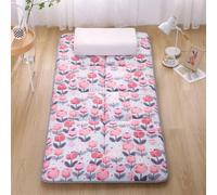 Japanese Futon Mattress Floor Sleeping Pad with Non-Slip Backing,Folding Roll Up Tatami Mattress Single/Twin/Queen/King Size for Camping (Pink,180x200cm)