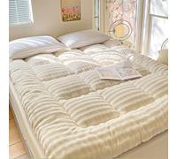 Japanese Futon Mattress Thick Folding Floor Mat for Single Double & Queen Beds Compact DownFilled Floor Mattress for Camping Guest Room (Beige 18 Inch)