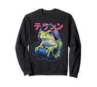 Japanese Gamer Frog Art Anime Funny Vintage Gaming Graphic Sweatshirt