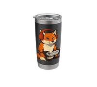 Japanese Gaming Fox Anime Retro Fox Playing Video Games Stainless Steel Insulated Tumbler