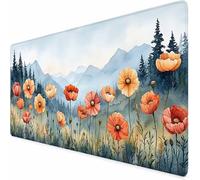 Japanese Gaming Mouse Pad Flowers Large Mouse Mat 28" x 12" Washable Mousepad, Office Accessories, Mousepad with Non-Slip Base and Stitched Edge, Keyboard Mat for Home Office Gaming Room -XZ99Q