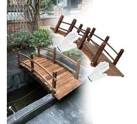 Japanese Garden BridgeRustic Outdoor Footbridge for Pond 5ft/6ft/4ft Easy Assembly Arc Walkway with Screws Perfect for Landscaping & Garden Decor