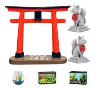 Japanese Garden Decor, Resin Simulation Torii Gate and Fox Statue, Mini Zen Garden Accessories for Bonsai, Sand Table, Garden, Aquarium, Fish Tank