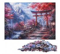 Japanese Garden Gate Wooden Jigsaw Puzzle, Adult Brain Game, 1000 Pieces | Border-first building: a simple way to organise the image on quiet evenings.