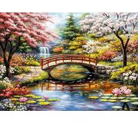 Japanese Garden Jigsaw Puzzles for Adults 1000 Jigsaws Cherry Trees Water Lilies 1000 Piece Jigsaw Puzzles for Adults