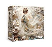 Japanese Garden Lady Puzzles for Adults 1000 Pieces Art, Beautiful Plant Tree Lake Landscape Nature Jigsaw Puzzles, Pretty House Floral Scenery Gem Jewel Puzzle