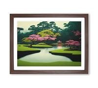 Japanese Garden Pond Vol.7 Framed Print | A2 Walnut Framed Wall Art | Ready to Hang | Asian Floral Picture | Living Room Bedroom Lounge Office