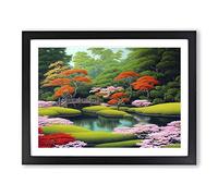 Japanese Garden Pond Vol.8 Framed Print | A4 Black Framed Wall Art | Ready to Hang | Asian Floral Picture | Living Room Bedroom Lounge Office