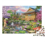 Japanese Garden Scene 1000 Pieces Extra-Thick Cardboard DIY Jigsaw Puzzle, Cognitive Development & Rehabilitation Puzzle, Leisure Activity, Premium Quality Puzzle 52x38cm/1000pcs