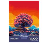 Japanese Garden Sunset 1000 Piece Jigsaw Puzzle, Continental Street Poster, Screen-Free Fun, Interlocking Paper Pieces, Travel Gift for Home Décor Fans, 52x38cm/1000pcs