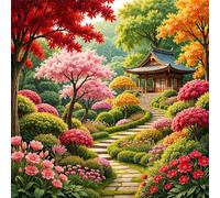 Japanese Gardens Diamond Painting Kit for Adults,5D Square Full Drill Landscapes Diamond Art Kits,DIY Crystal Embroidery Gem Art Picture Craft for Living Room Home Decor,100x100cm