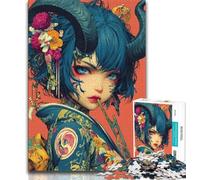 Japanese Geisha Anime JigsawPuzzle 1000 Pieces for Teenagers,Challenging Family Activity Games DIY Toy for Home Wall Decor Gifts (50x75cm)