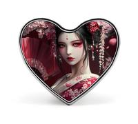 Japanese Geisha Badge Heart Shape Cute Brooch Pins Button Badges for Backpack Jackets Hats Decor