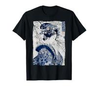 Japanese Geisha Blue Ink Woodblock Ukiyo-e Art Print T-Shirt