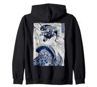 Japanese Geisha Blue Ink Woodblock Ukiyo-e Art Print Zip Hoodie
