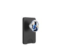 Japanese Geisha Cat Blue Kimono & Flowers PopSockets PopWallet for MagSafe