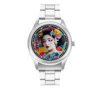 Japanese Geisha Colorful Simple Stainless Watch Fashion Designer Wristwatch Easy Reader Analog Watches Gifts for Men