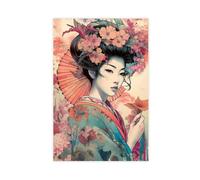 Japanese Geisha Decoration, Colorful Art Painting And Home Decor, Japanese Style And Elegance - Fashion Geisha Portrait - Vintage Japanese Geisha Girl Poster Canvas Poster Wall Art Decor Print Picture