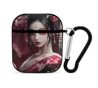 Japanese Geisha Earphone Case Cover Compatible with AirPods 1&2 Shockproof Bluetooth Headset Case Black-style