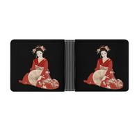 Japanese Geisha-Girl in Kimono Japan Art Printed Bifold Wallet with Hidden Compartments Pocket Money and Credit Card Holder for Men Women