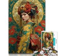 Japanese Geisha Jigsaw Puzzles for Teenagers 1000 Jigsaws,Staycation Kill Time Every Piece Is Unique - Challenging Family Fun Game 50x75cm