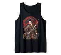 Japanese Geisha Katana Dragon Tattoo Art Aesthetic Design Tank Top
