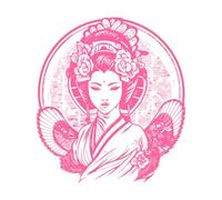 Japanese Geisha Logo is a Traditional Symbol of Beauty Grace and Elegance Engraving Decals 54.6x61cm Glass Stickers Pink