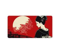 Japanese Geisha Moon Non-Slip Mouse Pads Funny Desk Mat Rubber Laptop Writing Mat for Gamer Office Home 30x60cm