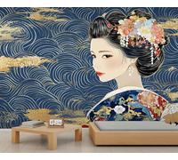 Japanese Geisha Mural Wallpaper, Oriental Wall Mural, Ukiyo-E Bedroom Wallpaper, Japanese Wall Decor - 450x315cm (Not Peel n' Stick)
