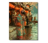 Japanese Geisha Paint by Numbers for Children, 12 x 16 in Large Paint by Numbers for Adults Landscape, DIY Oil Paintings Crafts Gifts With Frame Brushes and 36 Acrylic Pigment Home Wall Decor ZBSDK523