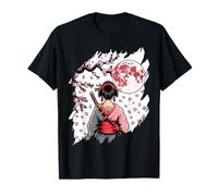 Japanese Geisha Samurai Girl Sakura Cherry Blossom T-Shirt