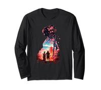 Japanese Geisha Samurai Mount Fuji Sakura Art Long Sleeve T-Shirt