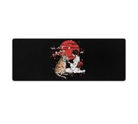 Japanese Geisha Tiger Red Sun Rectangular Non-Slip Mouse Pads Rubber Base Desk Mat for Home Office 30x80cm