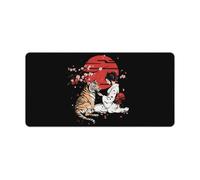 Japanese Geisha Tiger Red Sun Rectangular Non-Slip Mouse Pads Rubber Base Desk Mat for Home Office 30x60cm