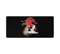 Japanese Geisha Tiger Red Sun Rectangular Non-Slip Mouse Pads Rubber Base Desk Mat for Home Office 40x90cm