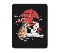 Japanese Geisha Tiger Red Sun Rectangular Non-Slip Mouse Pads Rubber Base Mouse Mat for Desktop Home Office 20 * 25cm