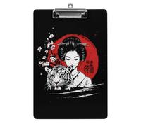 Japanese Geisha Tiger Sun Acrylic Clipboard for Letter A4 Size White