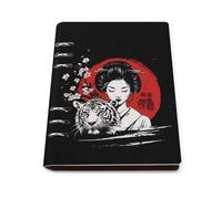 Japanese Geisha Tiger Sun Printed A5 Notebook Binder Refillable Notebook 6 Metal PU Leather Ring Planner Daily Work