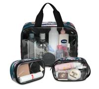 Japanese Geisha Travel Makeup Bag for Women Men, Japanese Woman Translucent Cosmetic Bags 3 Pcs Large Shower Wash Pouch Toiletry Cosmetic Toiletries Organizer